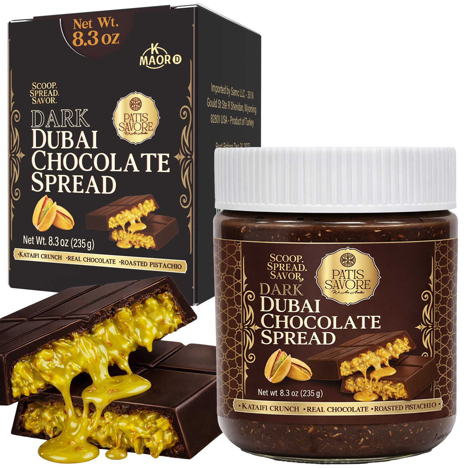 Dark Dubai Chocolate Spread with Pistachio Cream & Kataifi 8.3 oz