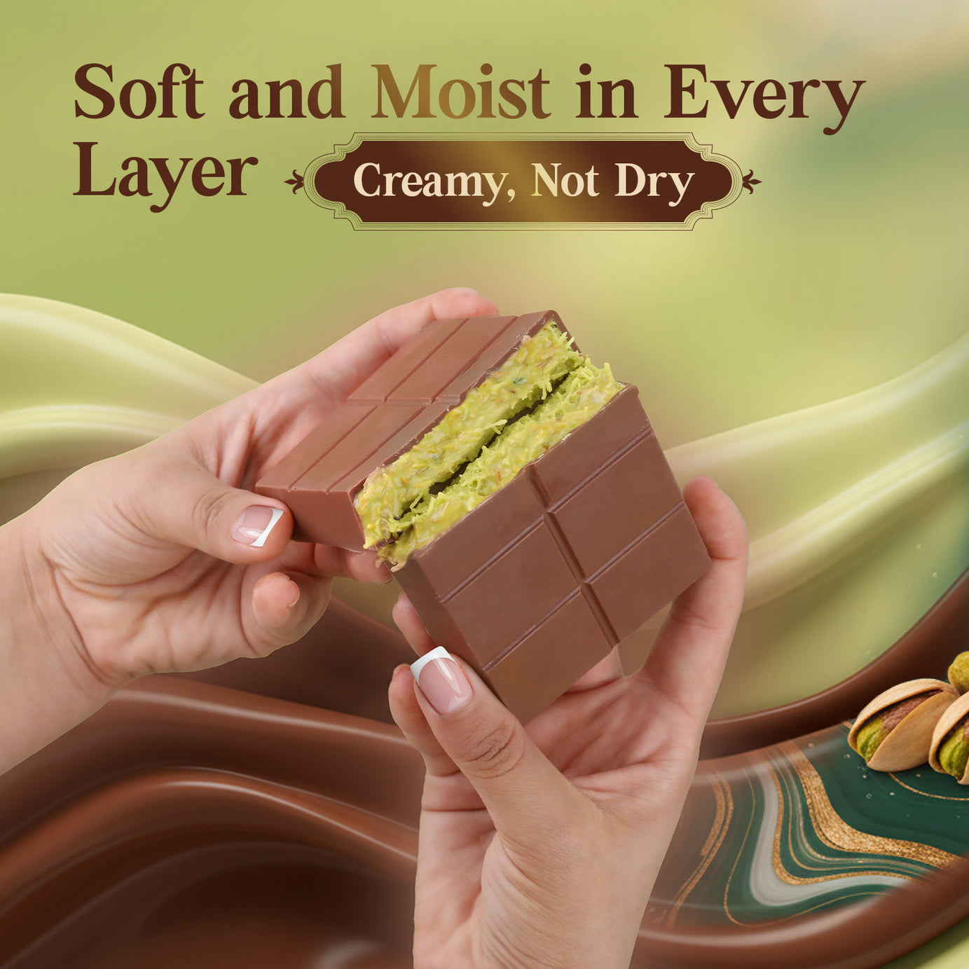 2 Pack Premium Milk Dubai Chocolate - Belgian Chocolate with Pistachio Cream & Crispy Kataifi, 7 oz Each