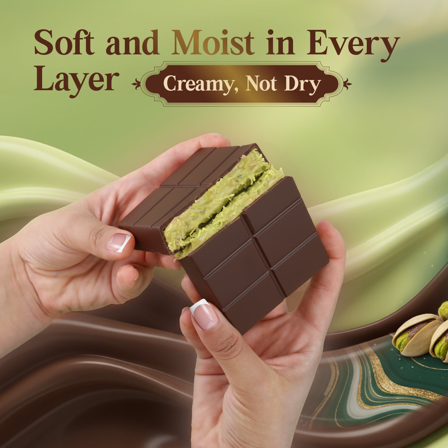 2 Pack Premium Dark Dubai Chocolate - Belgian Chocolate with Pistachio Cream, 7 oz Each