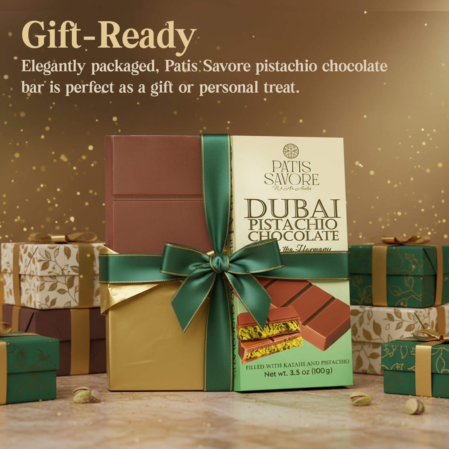 2 Pack Milk Dubai Chocolate with Pistachio Cream & Crispy Kataifi - 3.5 oz Each