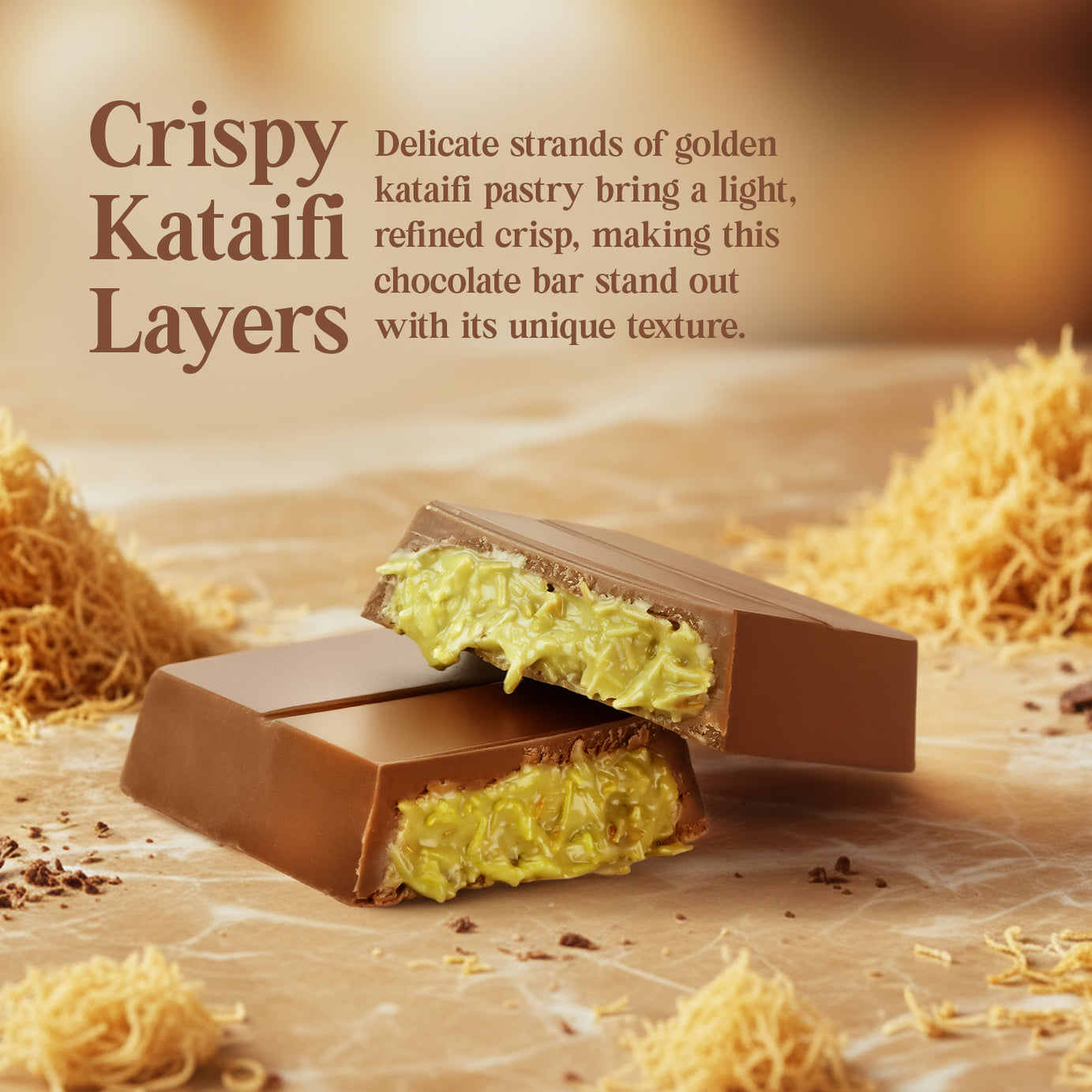 2 Pack Milk Dubai Chocolate with Pistachio Cream & Crispy Kataifi - 3.5 oz Each