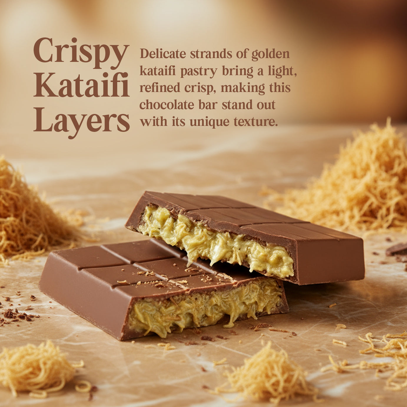 3 Pack Milk Dubai Chocolate with Pistachio Cream & Crispy Kataifi, 2.6 oz Each