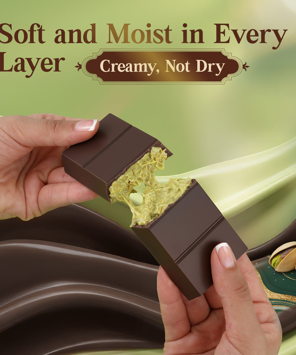 Dark Dubai Chocolate Bar – 3.5 oz Belgian Chocolate - Pistachio Cream and Crispy Kataifi