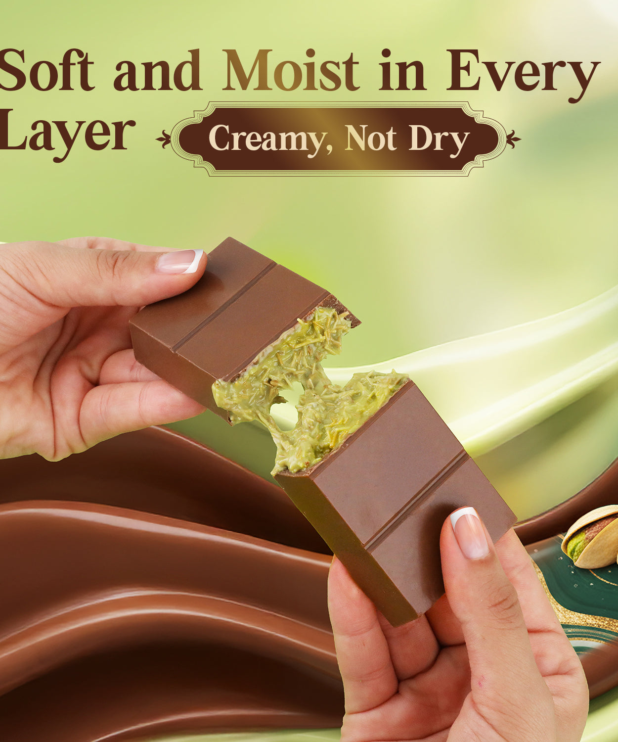 Dubai Chocolate Bar 3.5 oz - Milk Belgian Chocolate with Pistachio Cream & Kataifi