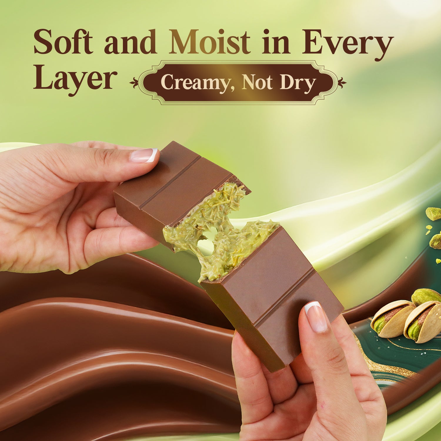 Dubai Chocolate Bar 3.5 oz - Milk Belgian Chocolate with Pistachio Cream & Kataifi