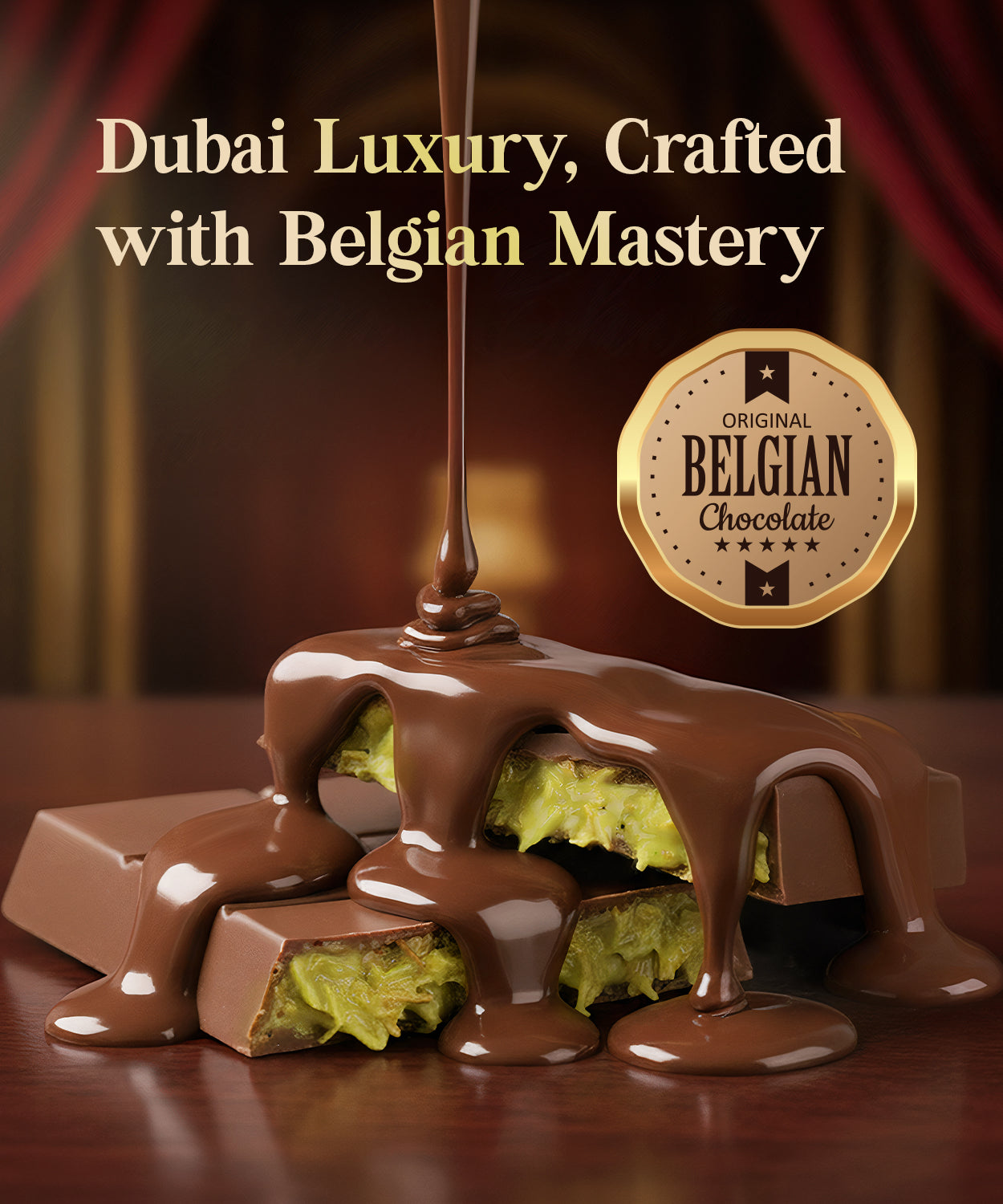 Dubai Chocolate Bar 3.5 oz - Milk Belgian Chocolate with Pistachio Cream & Kataifi