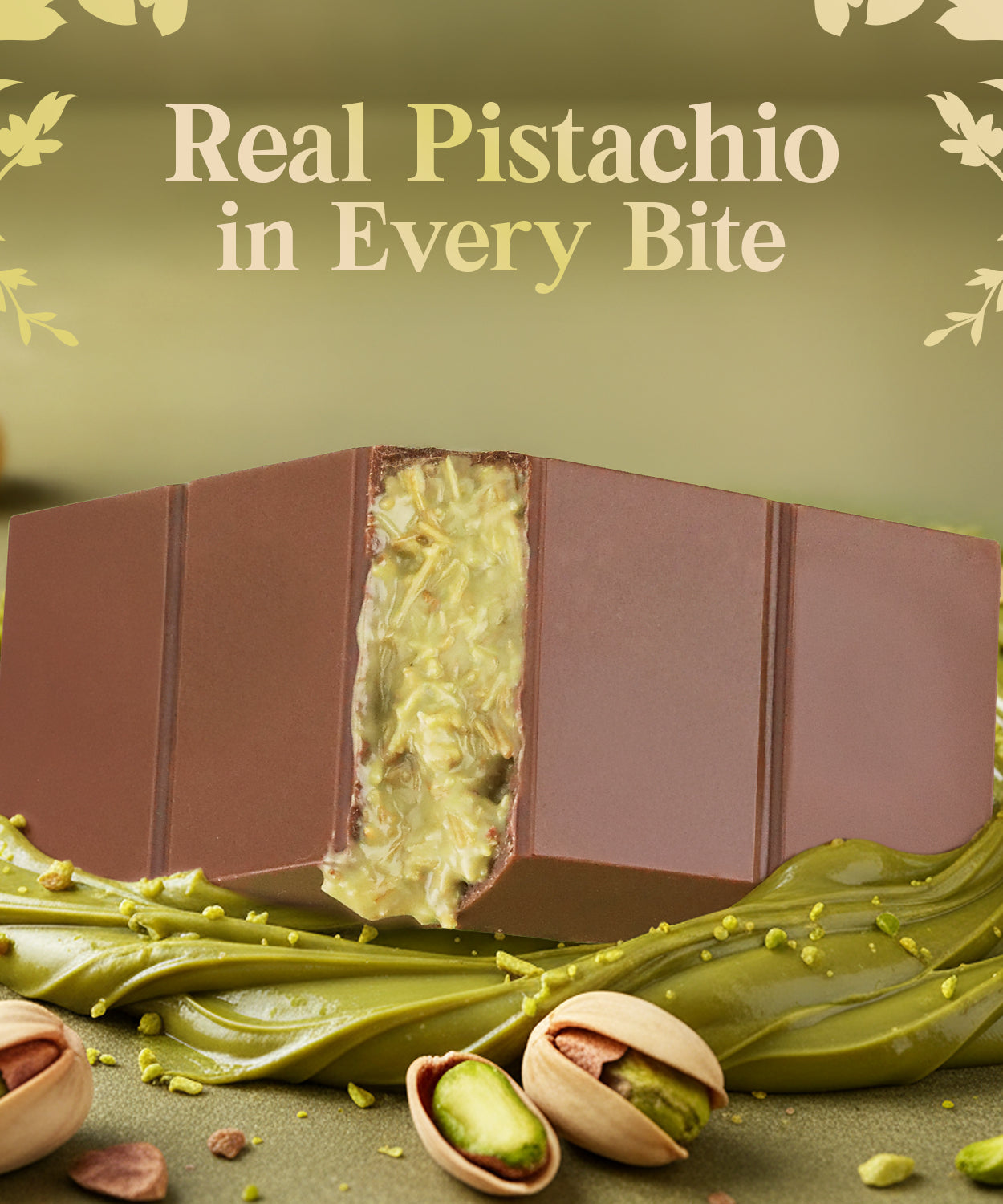Dubai Chocolate Bar 3.5 oz - Milk Belgian Chocolate with Pistachio Cream & Kataifi