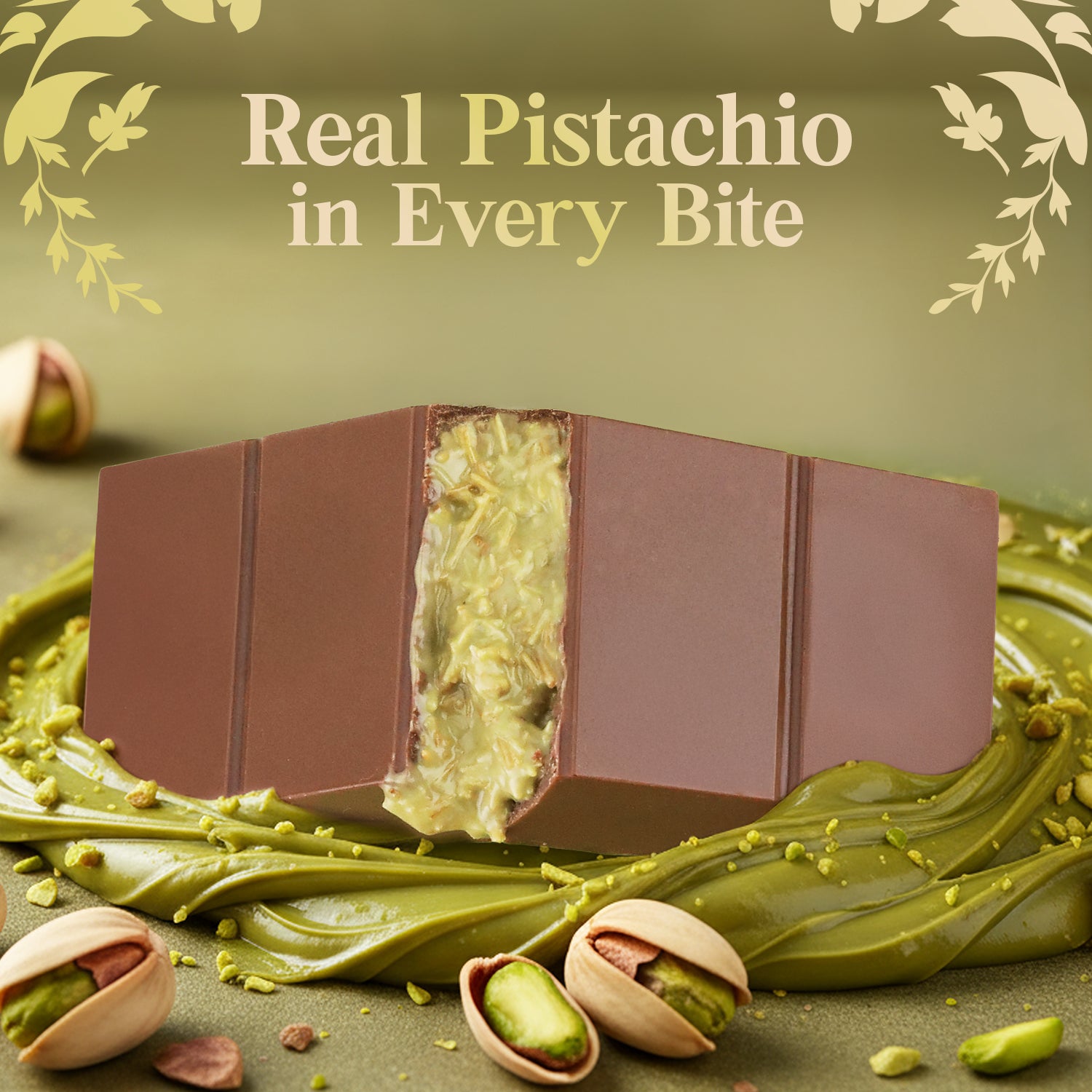 Dubai Chocolate Bar 3.5 oz - Milk Belgian Chocolate with Pistachio Cream & Kataifi