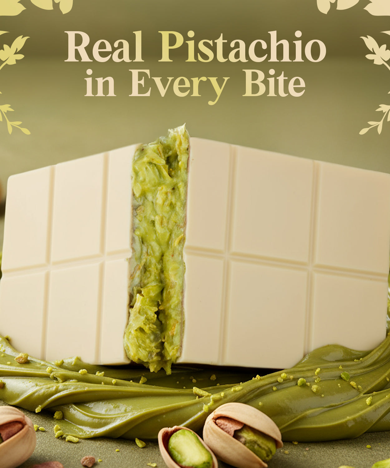 White Dubai Chocolate Bar 7 oz with Pistachio Filling & Kataifi - Belgian Chocolate