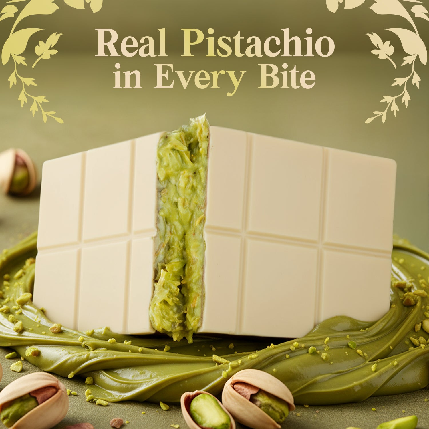 White Dubai Chocolate Bar 7 oz with Pistachio Filling & Kataifi - Belgian Chocolate
