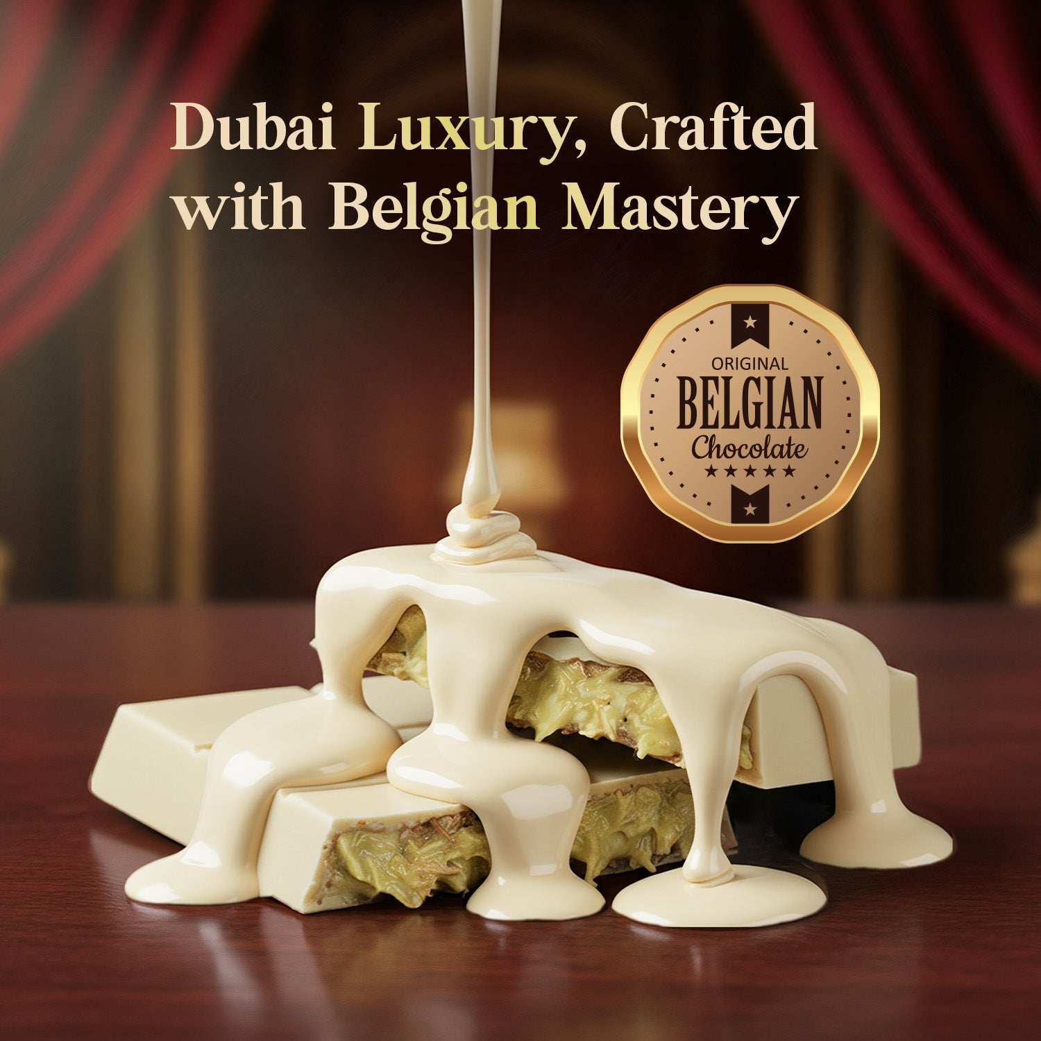 White Dubai Chocolate Bar 7 oz with Pistachio Filling & Kataifi - Belgian Chocolate