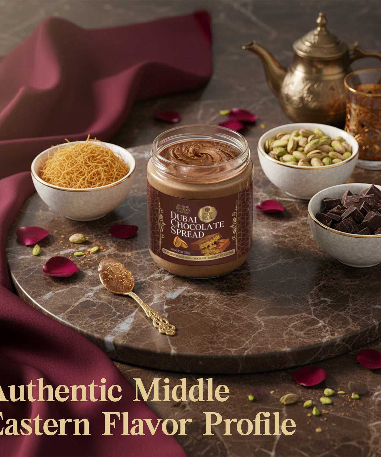 Dubai Chocolate Spread with Pistachio Cream & Roasted Kataifi 8.3 oz