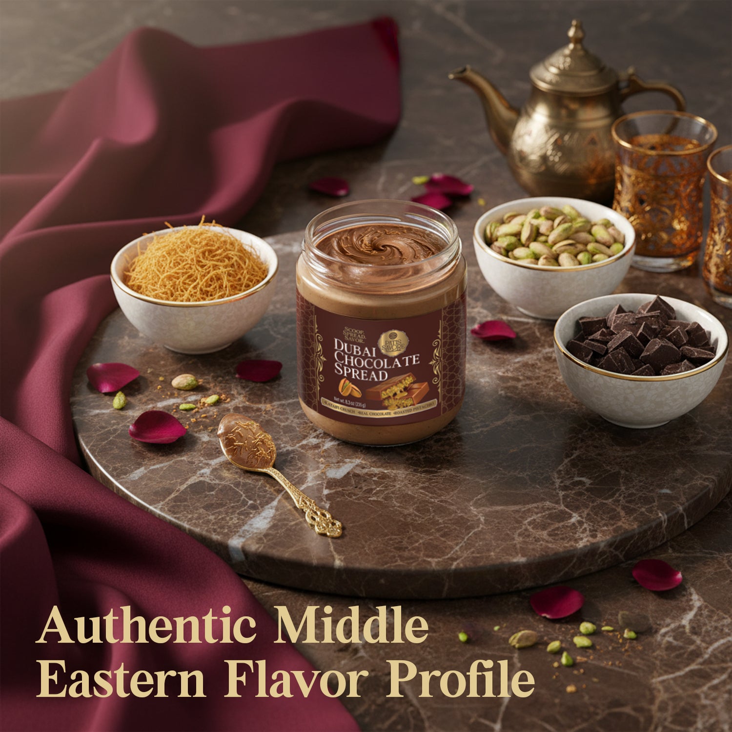 Dubai Chocolate Spread with Pistachio Cream & Roasted Kataifi 8.3 oz