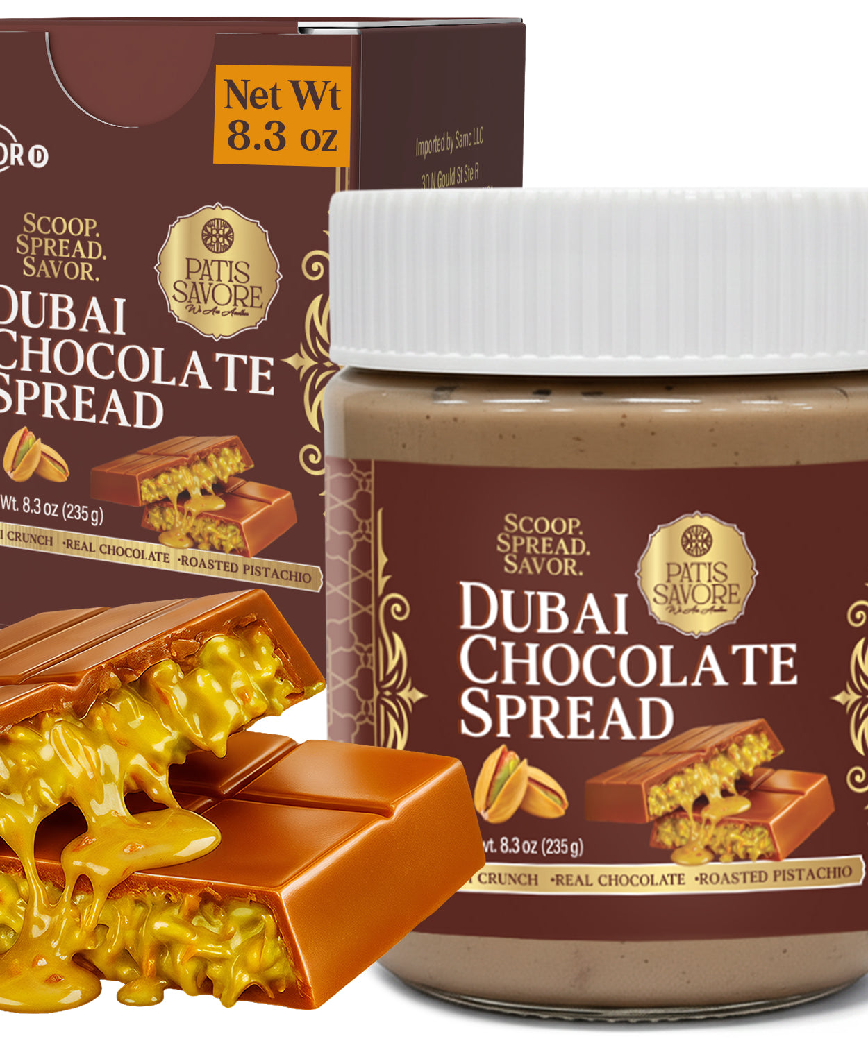 Dubai Chocolate Spread with Pistachio Cream & Roasted Kataifi 8.3 oz