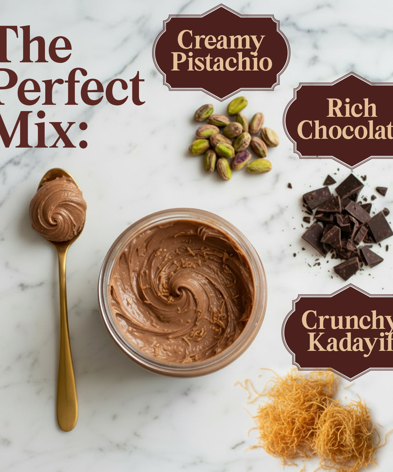 Dubai Chocolate Spread with Pistachio Cream & Roasted Kataifi 8.3 oz