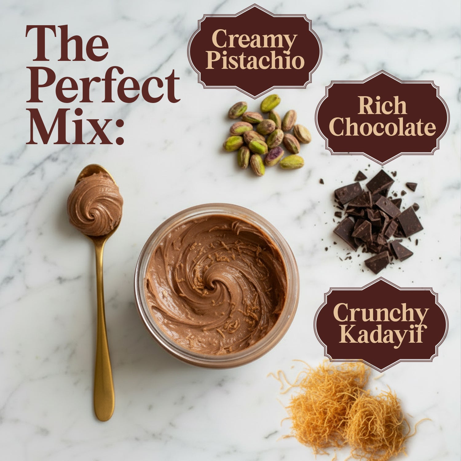 Dubai Chocolate Spread with Pistachio Cream & Roasted Kataifi 8.3 oz