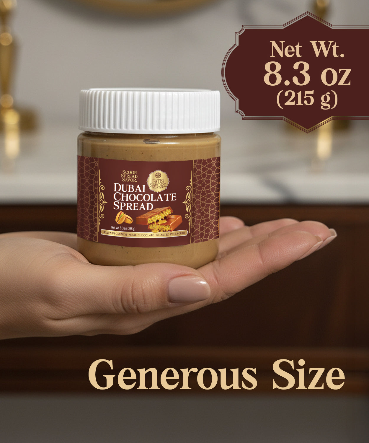 Dubai Chocolate Spread with Pistachio Cream & Roasted Kataifi 8.3 oz
