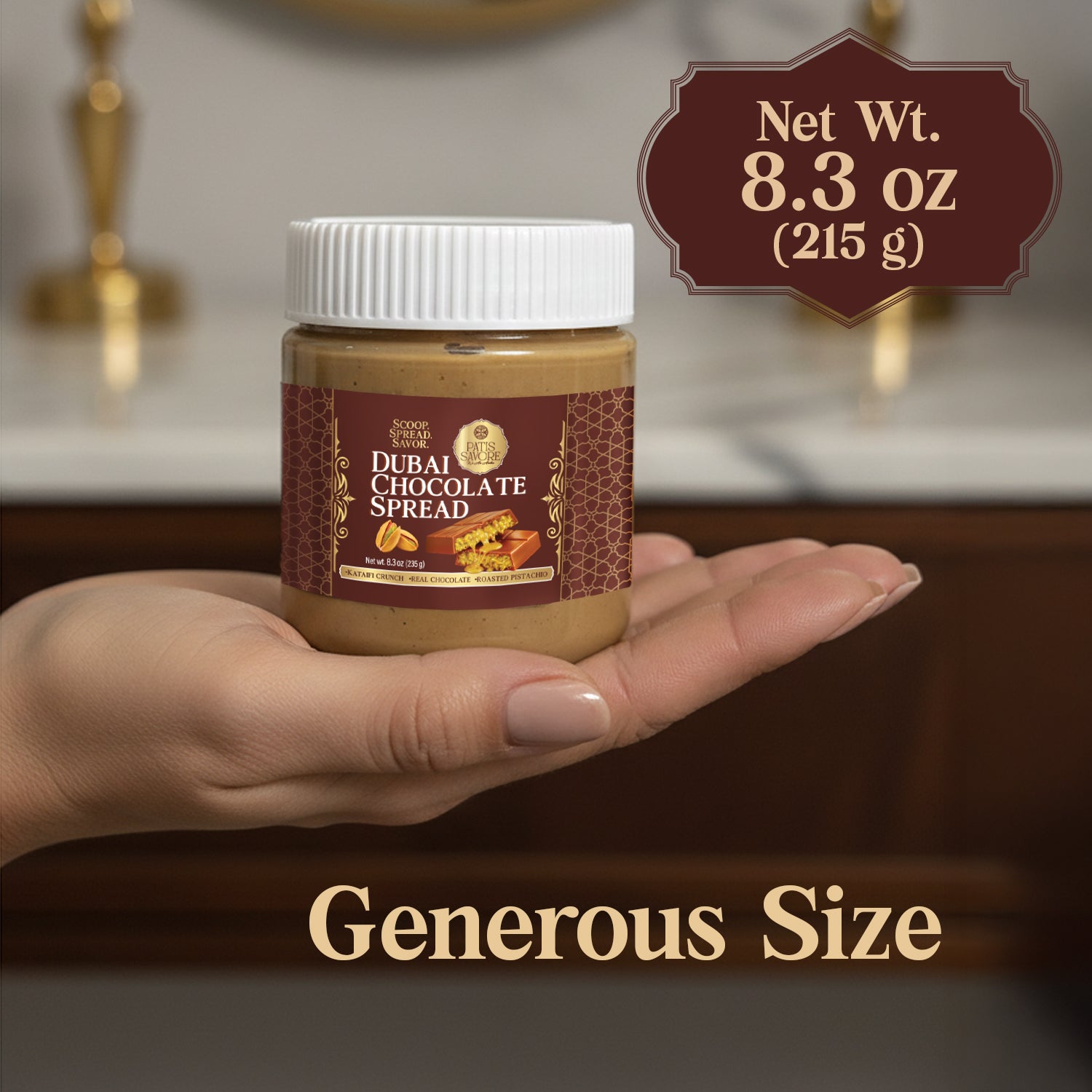 Dubai Chocolate Spread with Pistachio Cream & Roasted Kataifi 8.3 oz