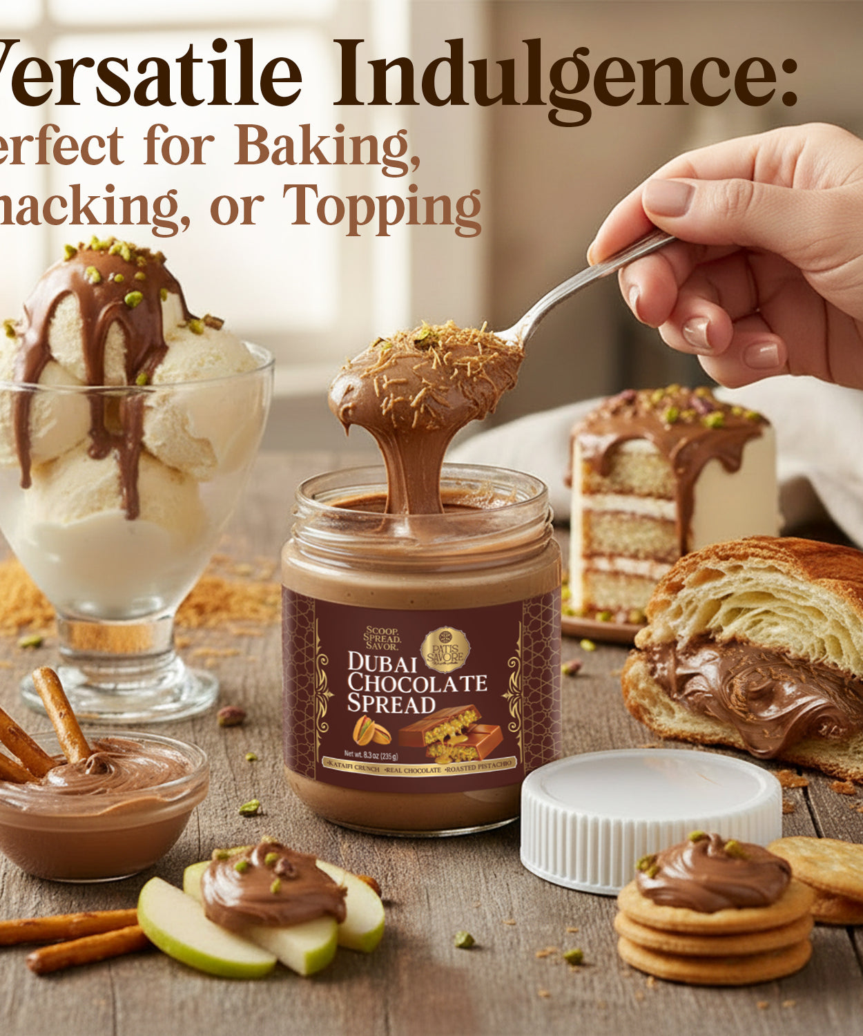Dubai Chocolate Spread with Pistachio Cream & Roasted Kataifi 8.3 oz
