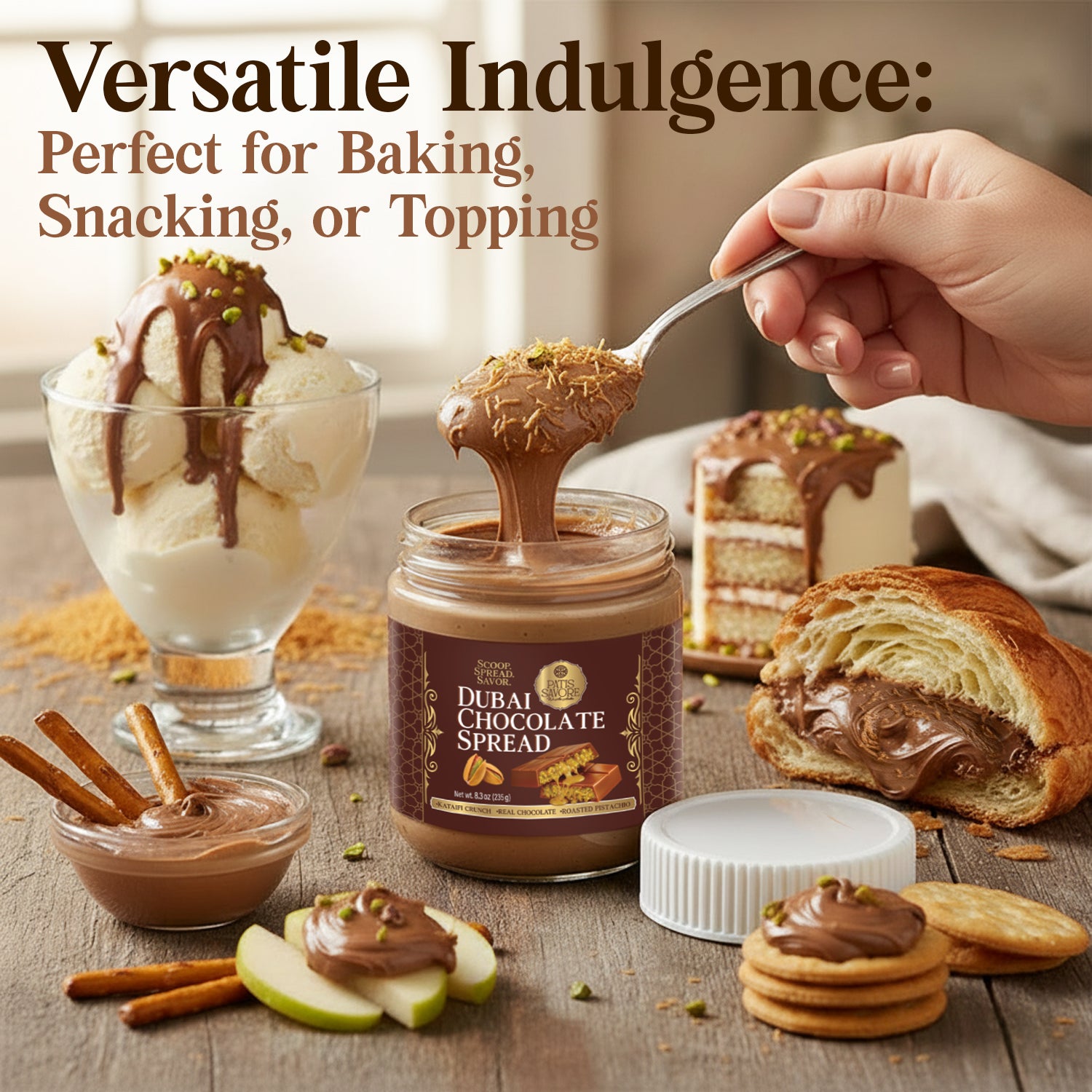 Dubai Chocolate Spread with Pistachio Cream & Roasted Kataifi 8.3 oz