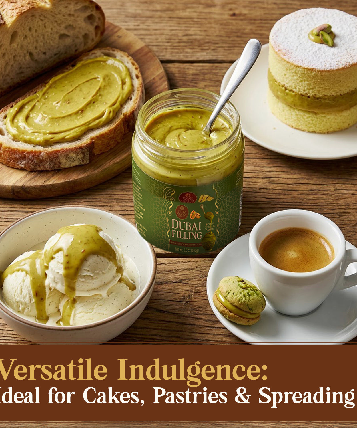 Dubai Chocolate Filling, 8.5 oz Pistachio Cream & Baked Kataifi Mixture