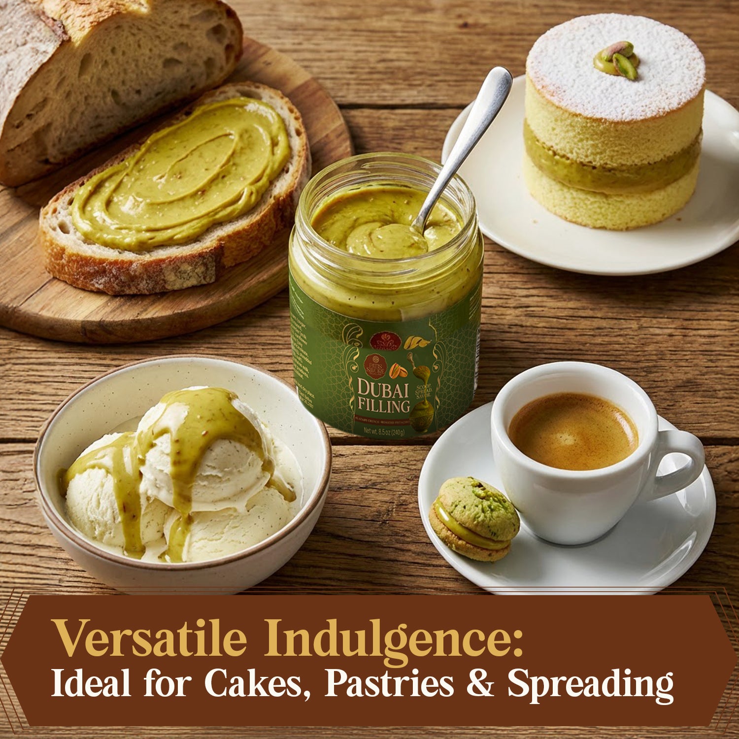 Dubai Chocolate Filling, 8.5 oz Pistachio Cream & Baked Kataifi Mixture