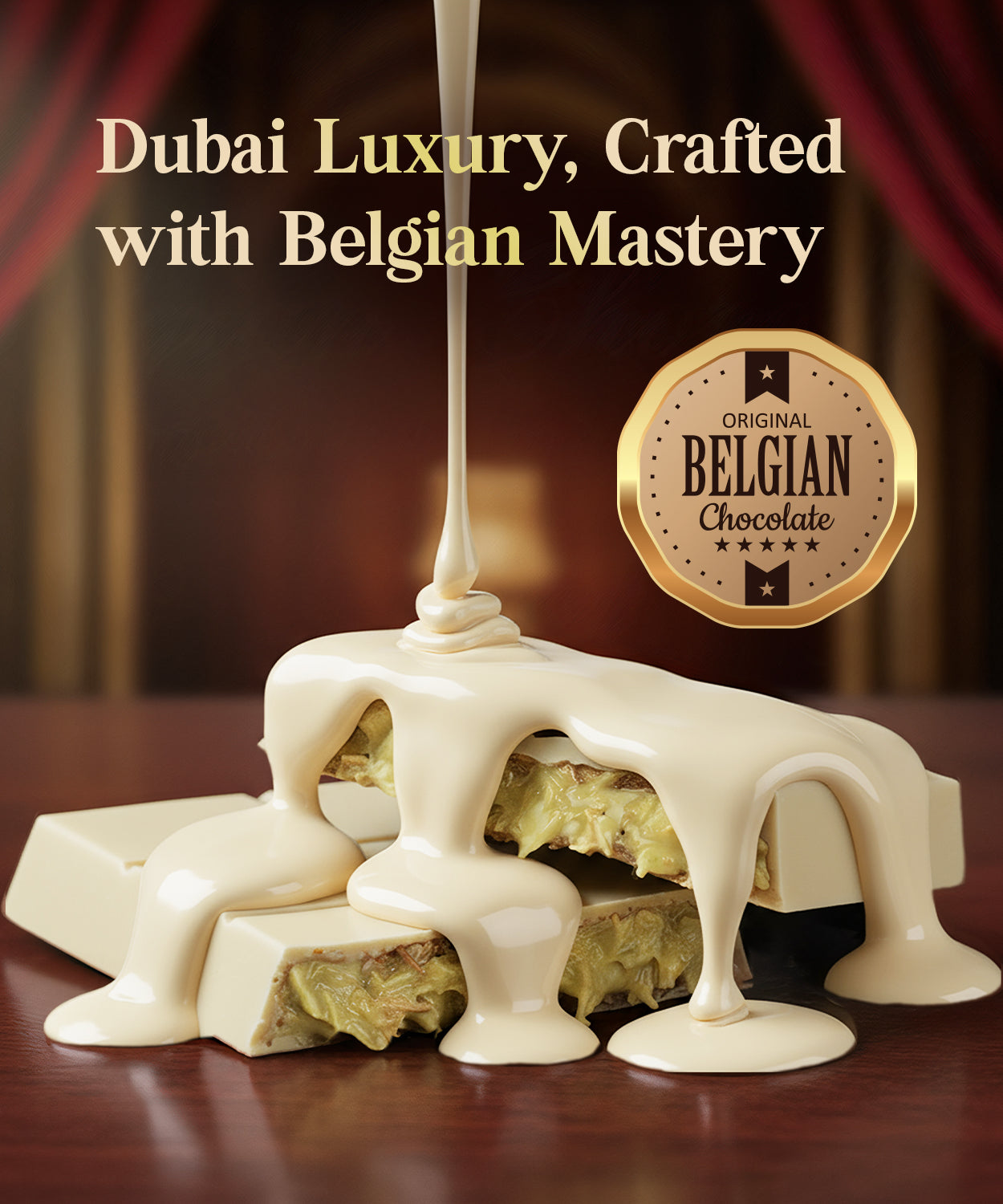 White Dubai Chocolate Bar 3.5 oz – Belgian Chocolate