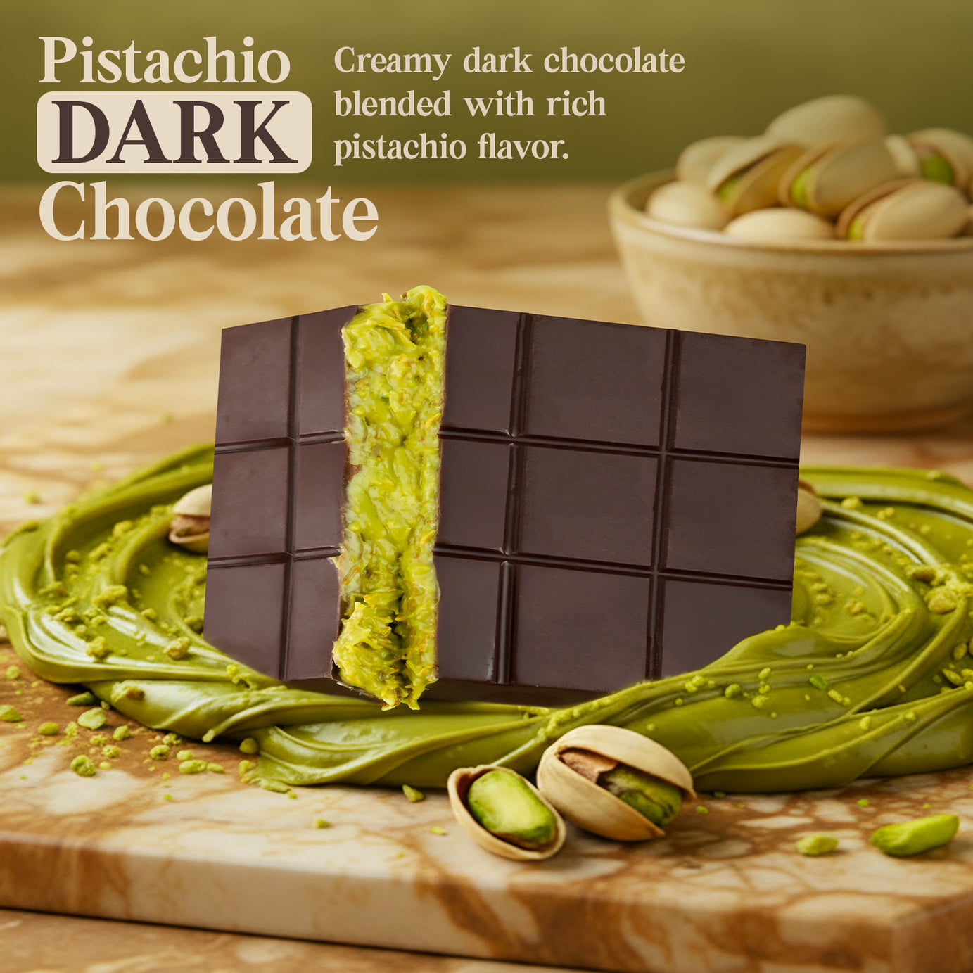 3 Pack Dark Dubai Chocolate with Pistachio Cream & Crispy Kataifi, 2.6 oz Each
