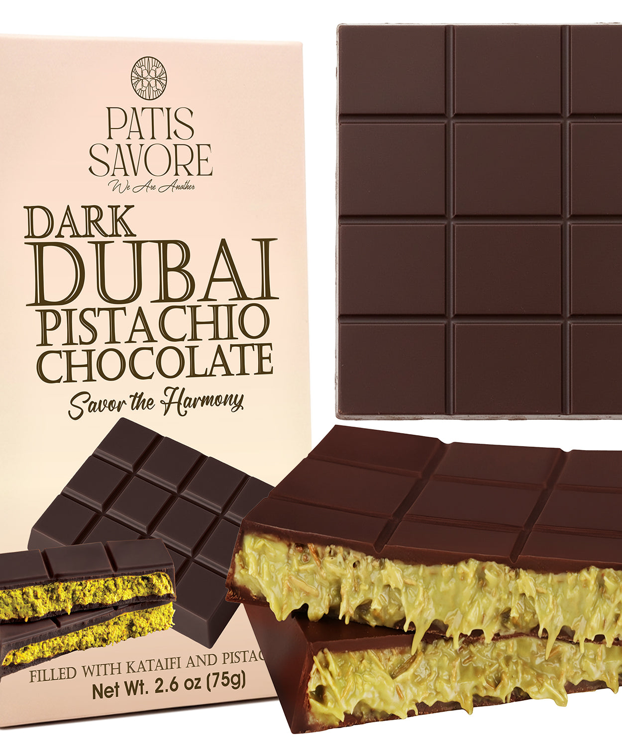 Dubai Dark Chocolate Bar – 2.6 oz Elegant Gift Chocolate
