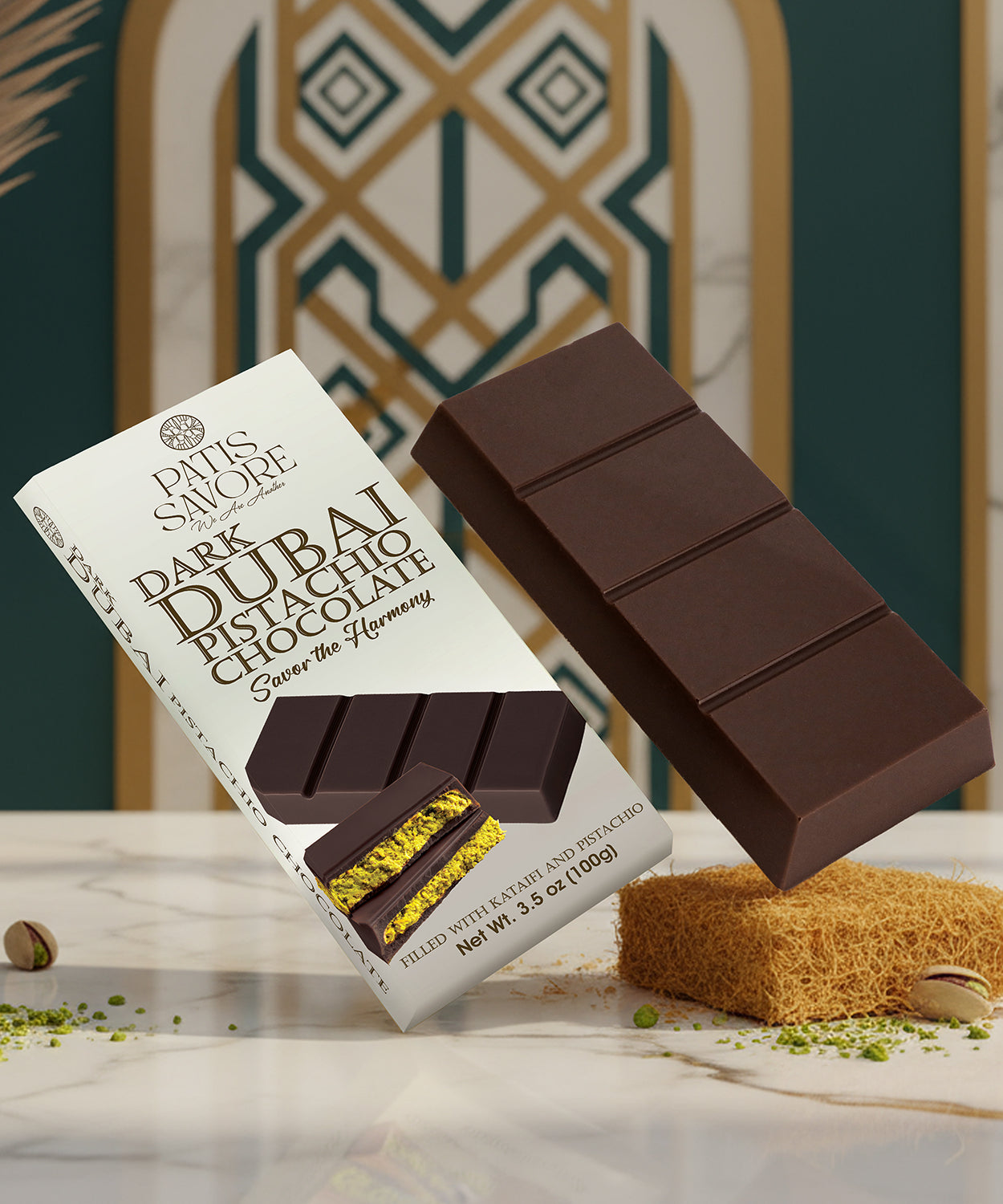Dubai Dark Chocolate Bar – 3.5 oz  Elegant Gift Box