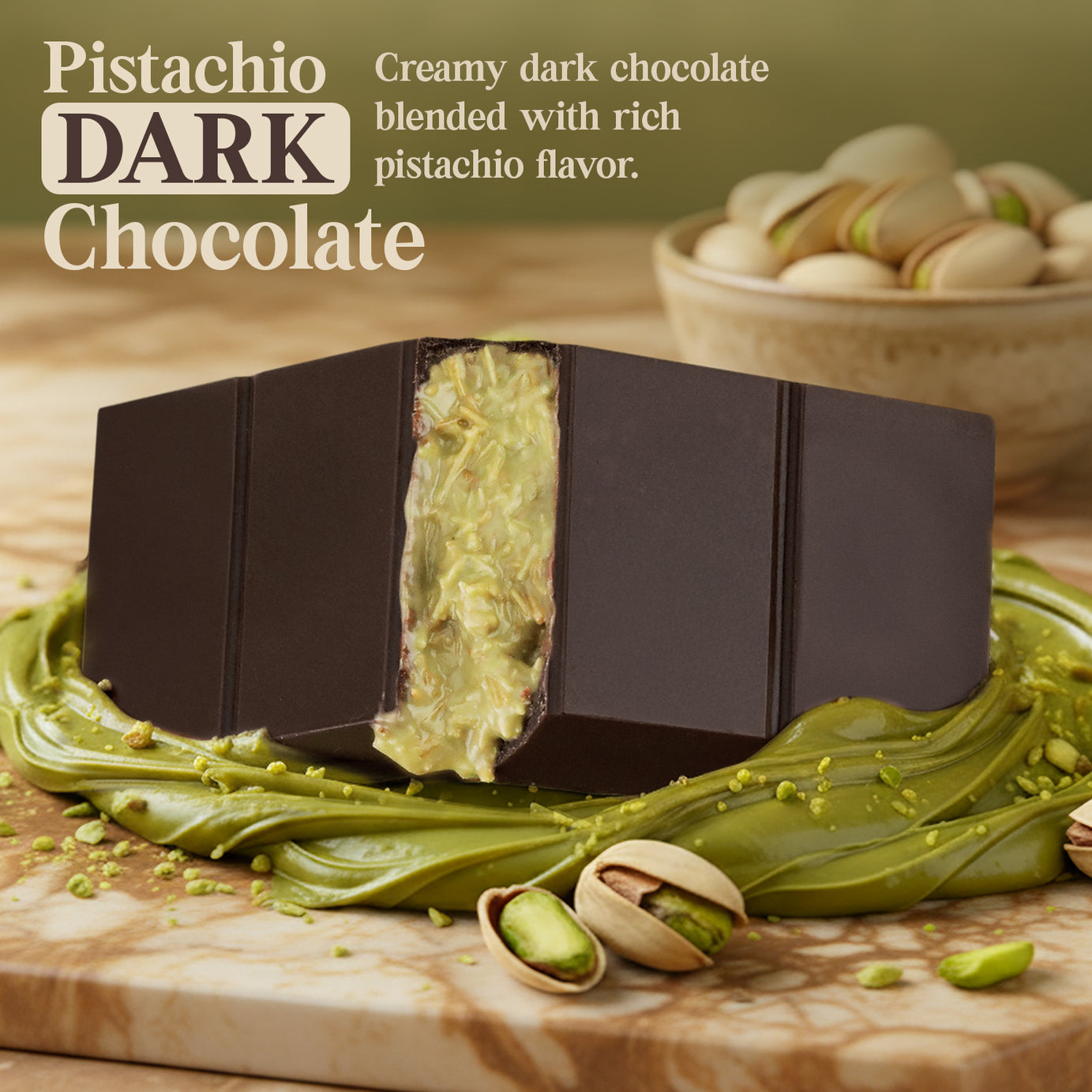 3 Pack Dark Dubai Chocolate with Pistachio Cream & Roasted Kataifi, 3.5 oz Each