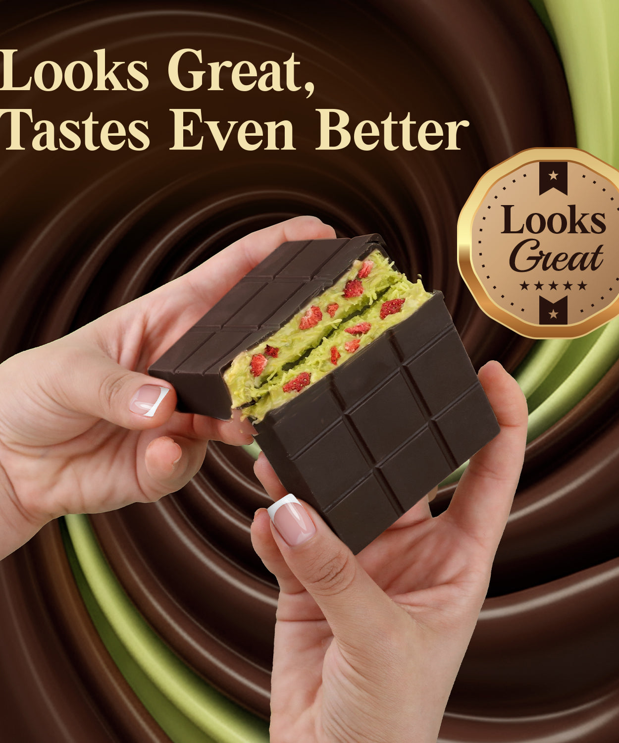 Strawberry Dark Dubai Chocolate Bar with Strawberry – 2.6 oz