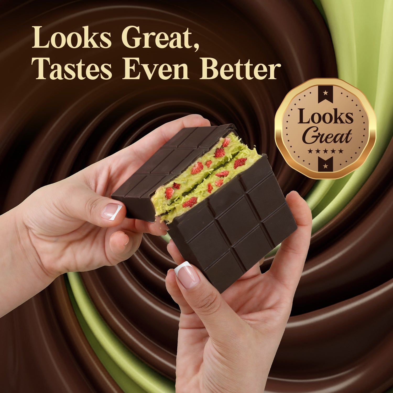 Strawberry Dark Dubai Chocolate Bar with Strawberry – 2.6 oz