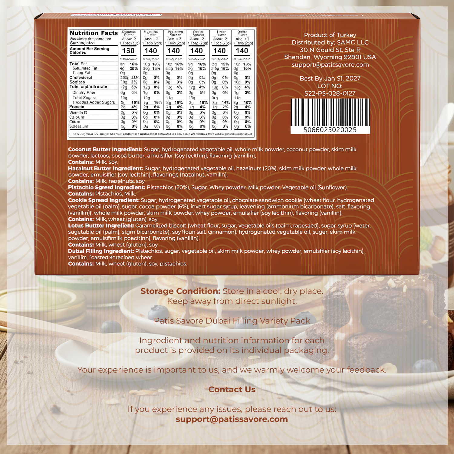 Dubai Chocolate Inspired Sampler Gift Set 6-Pack - 1.4 oz Each