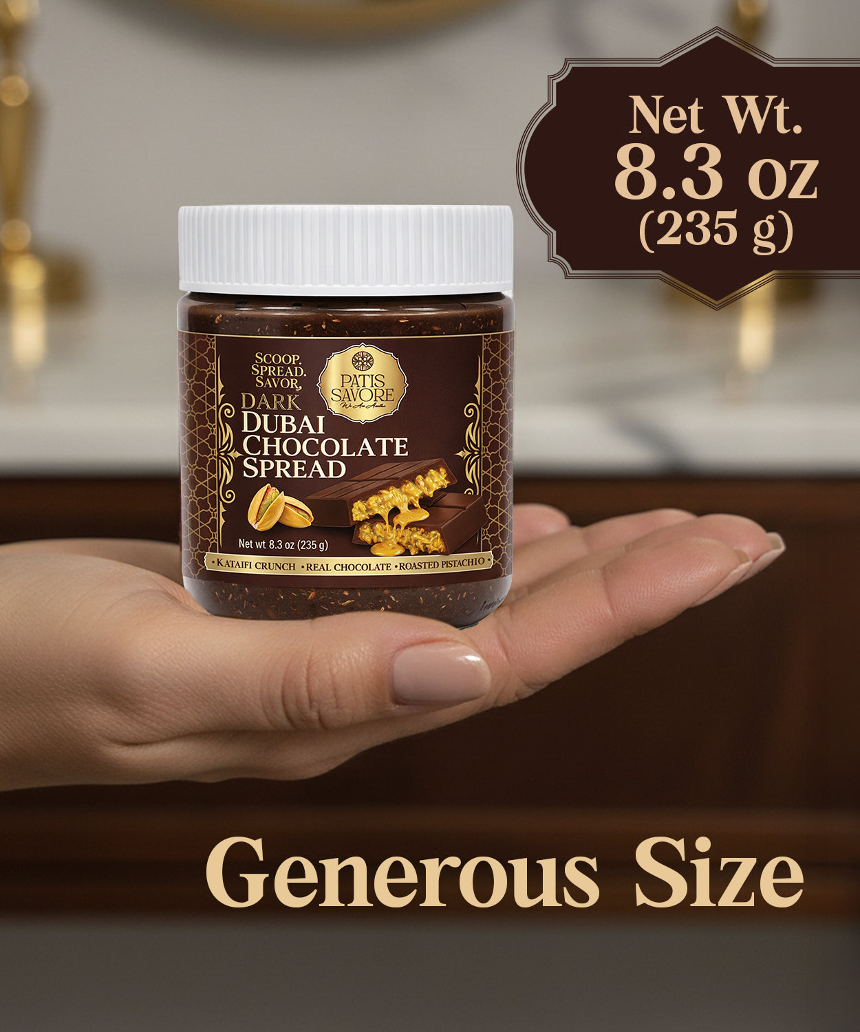Dark Dubai Chocolate Spread with Pistachio Cream & Kataifi 8.3 oz