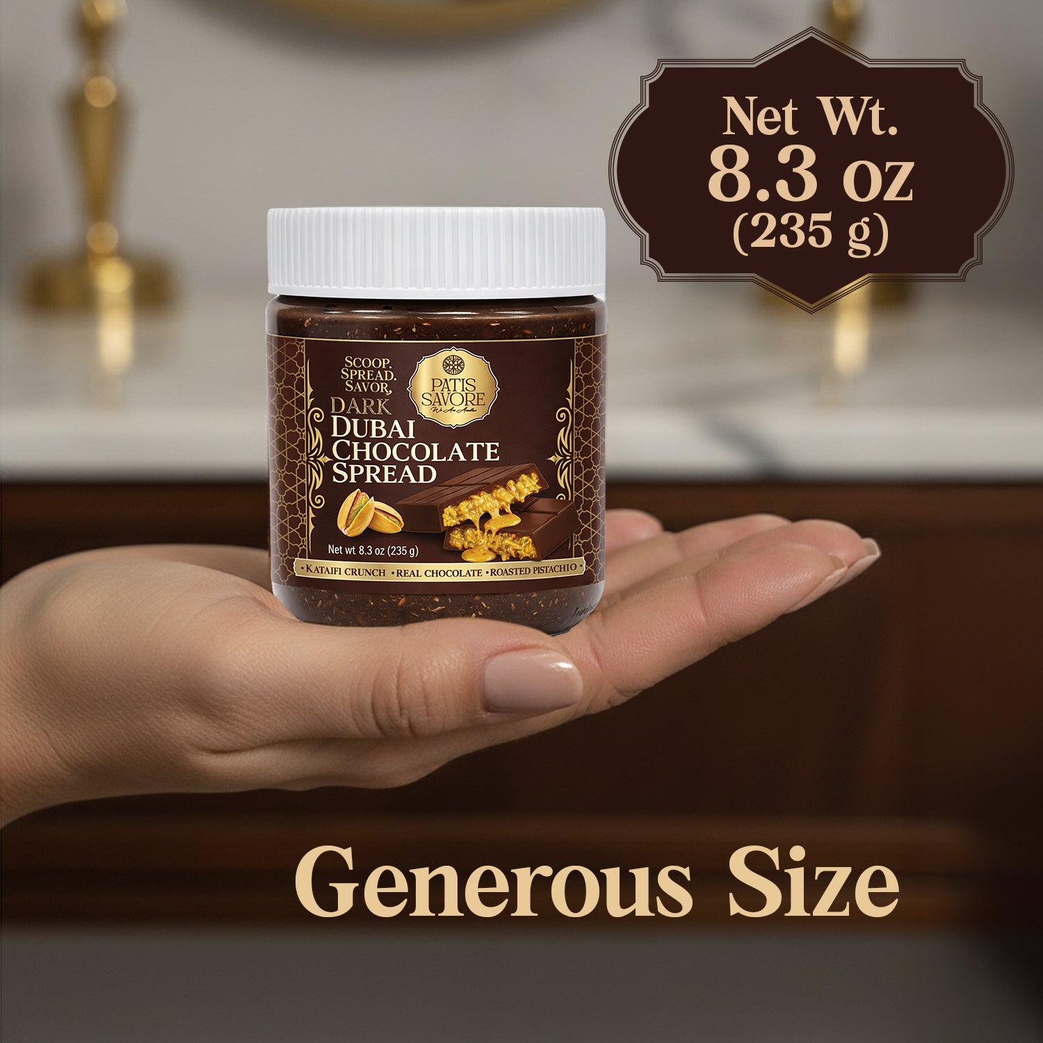 Dark Dubai Chocolate Spread with Pistachio Cream & Kataifi 8.3 oz