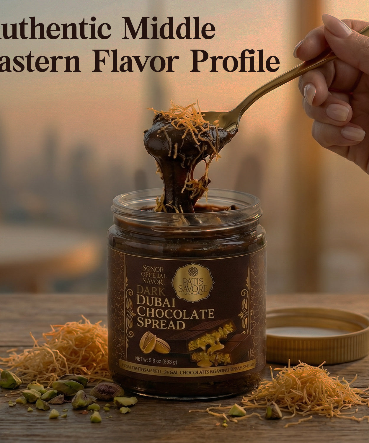 Dark Dubai Chocolate Spread with Pistachio Cream & Kataifi 8.3 oz