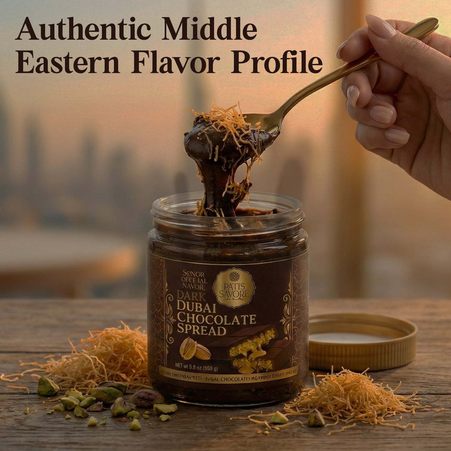 Dark Dubai Chocolate Spread with Pistachio Cream & Kataifi 8.3 oz