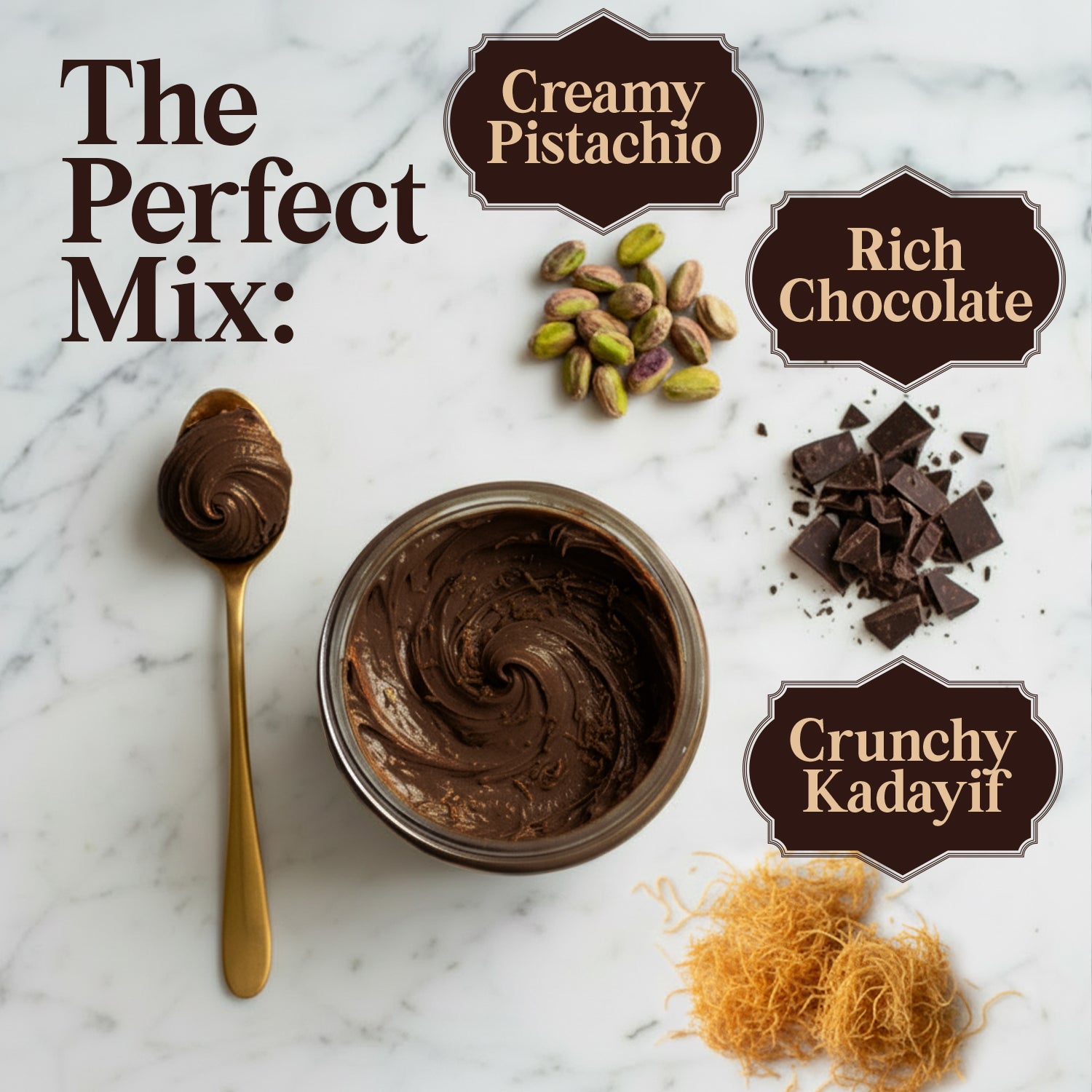 Dark Dubai Chocolate Spread with Pistachio Cream & Kataifi 8.3 oz