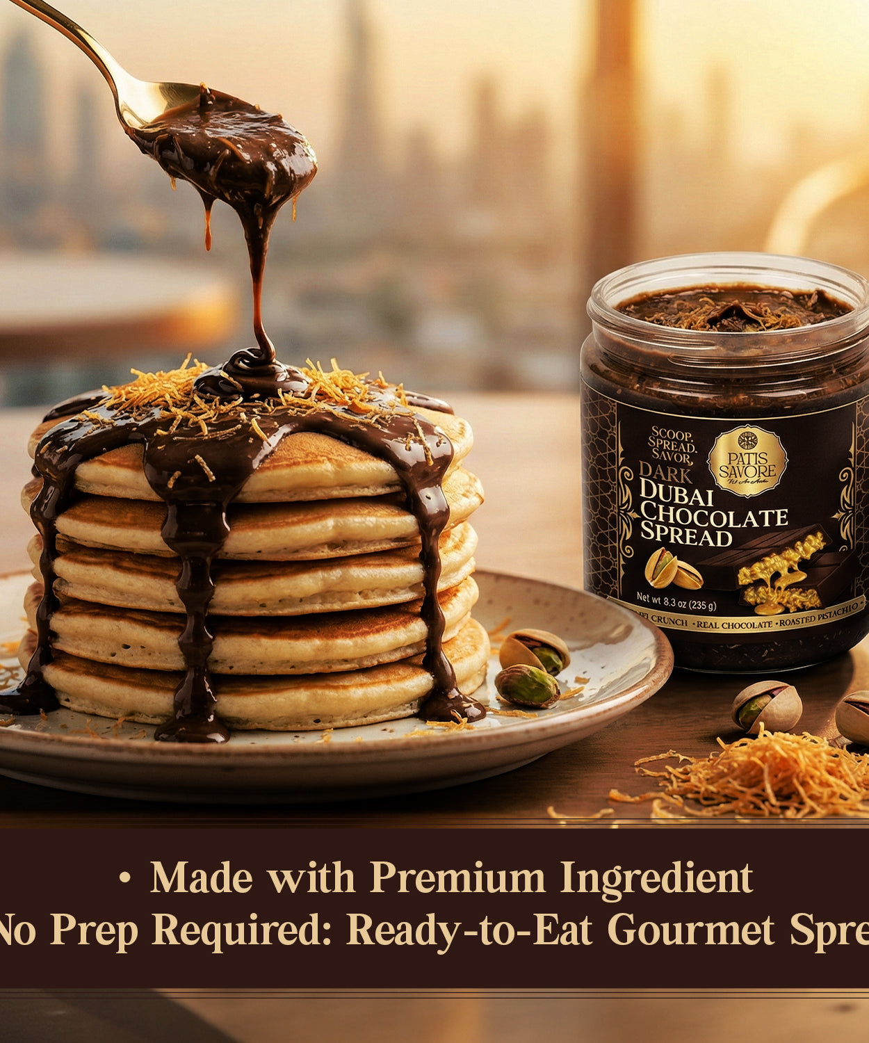 Dark Dubai Chocolate Spread with Pistachio Cream & Kataifi 8.3 oz