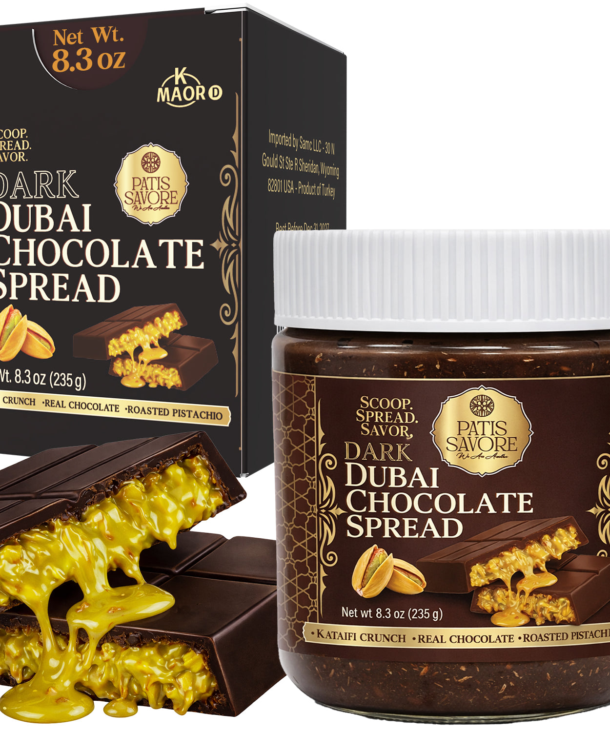 Dark Dubai Chocolate Spread with Pistachio Cream & Kataifi 8.3 oz
