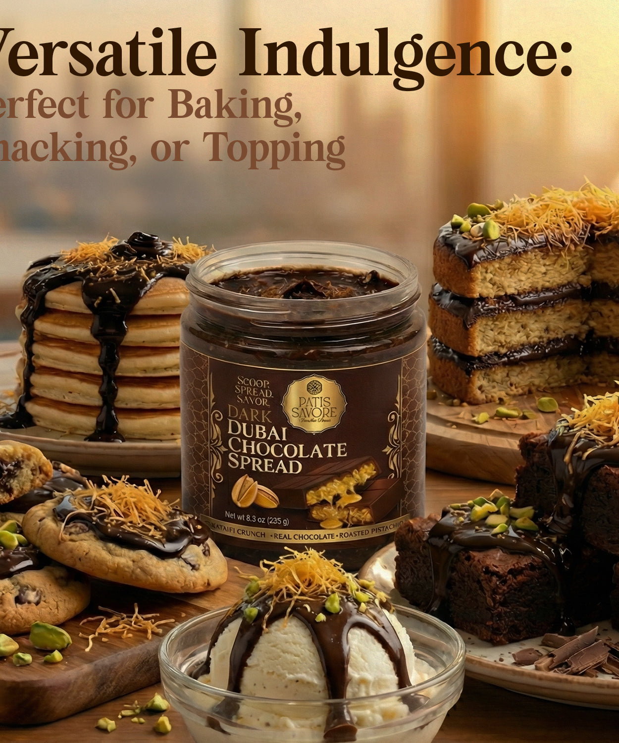 Dark Dubai Chocolate Spread with Pistachio Cream & Kataifi 8.3 oz