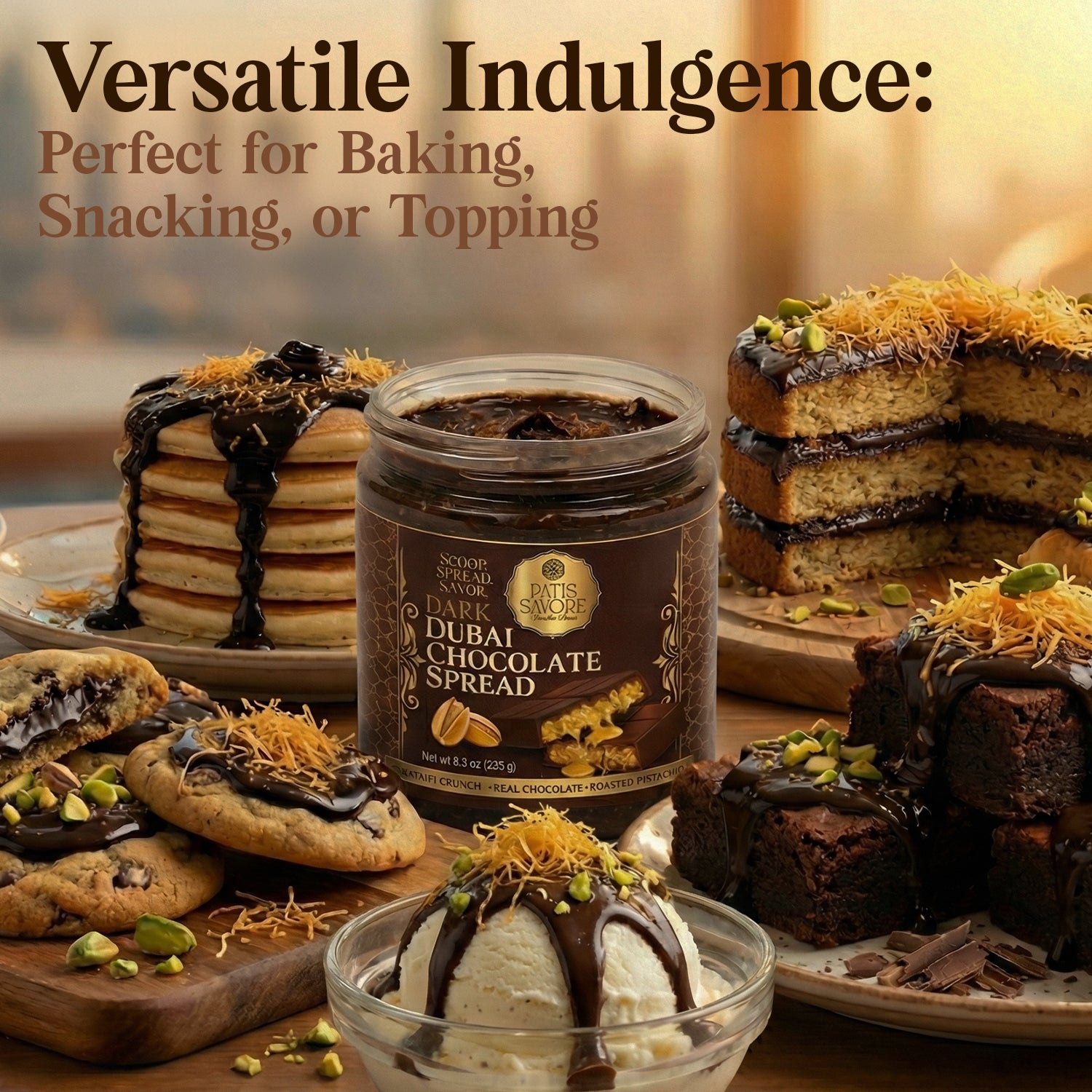 Dark Dubai Chocolate Spread with Pistachio Cream & Kataifi 8.3 oz