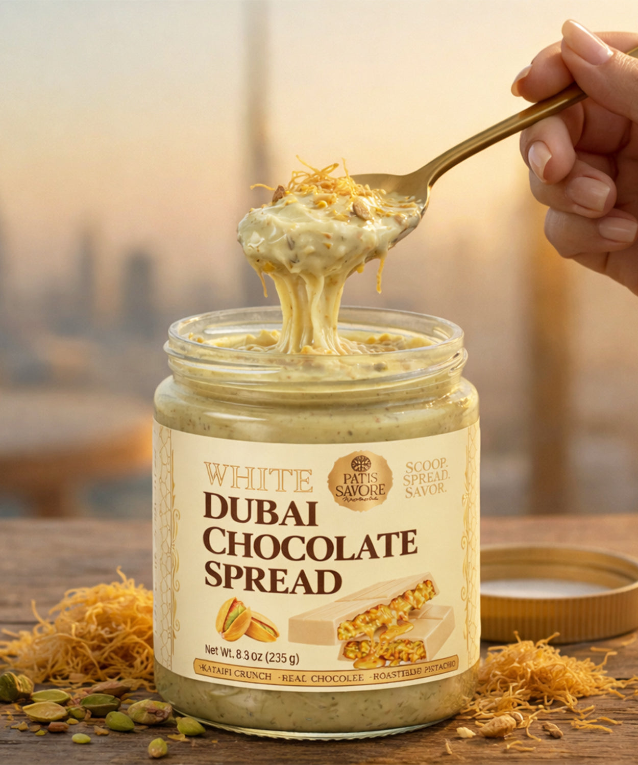 White Dubai Chocolate Spread with Kataifi & Pistachio Cream 8.3 oz