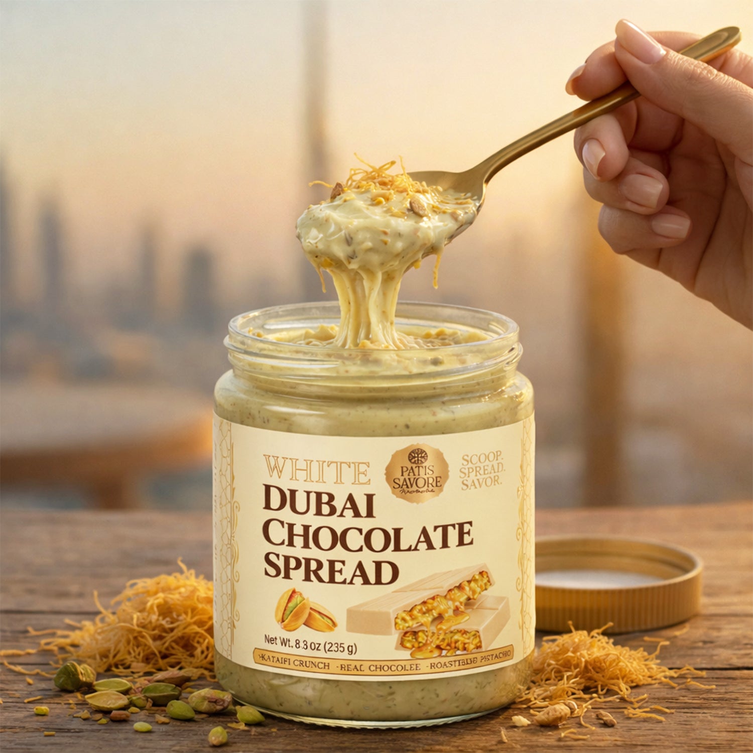 White Dubai Chocolate Spread with Kataifi & Pistachio Cream 8.3 oz