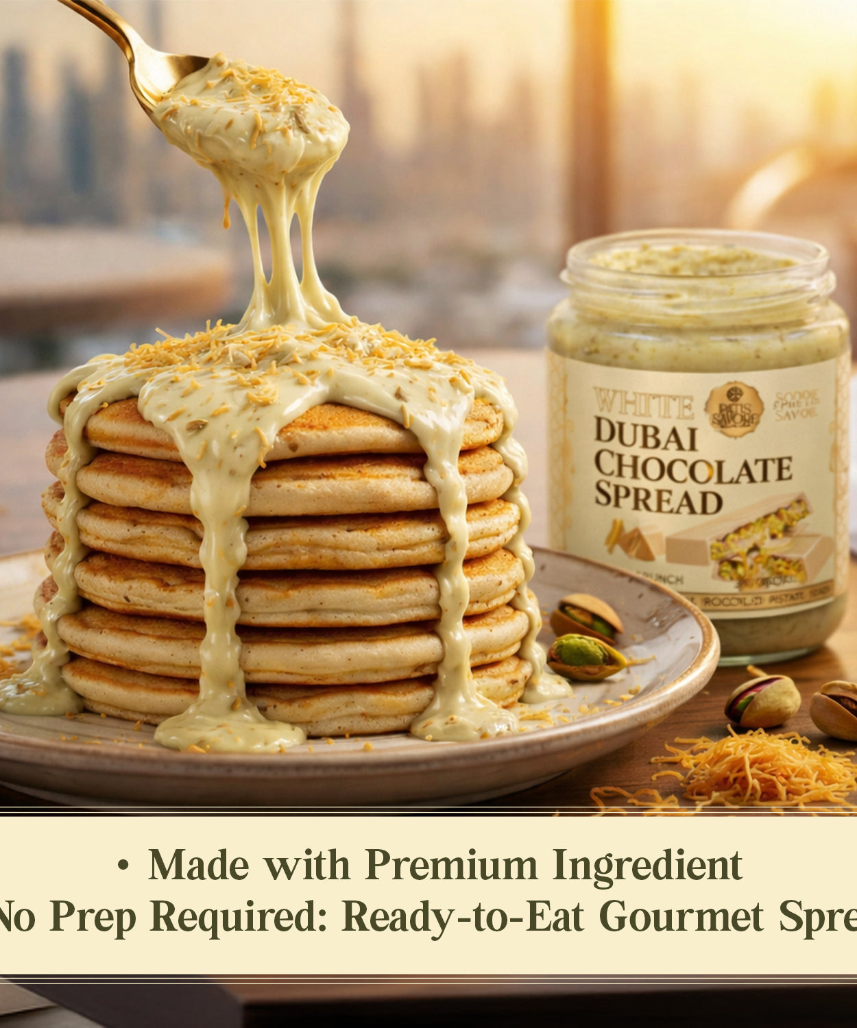 White Dubai Chocolate Spread with Kataifi & Pistachio Cream 8.3 oz