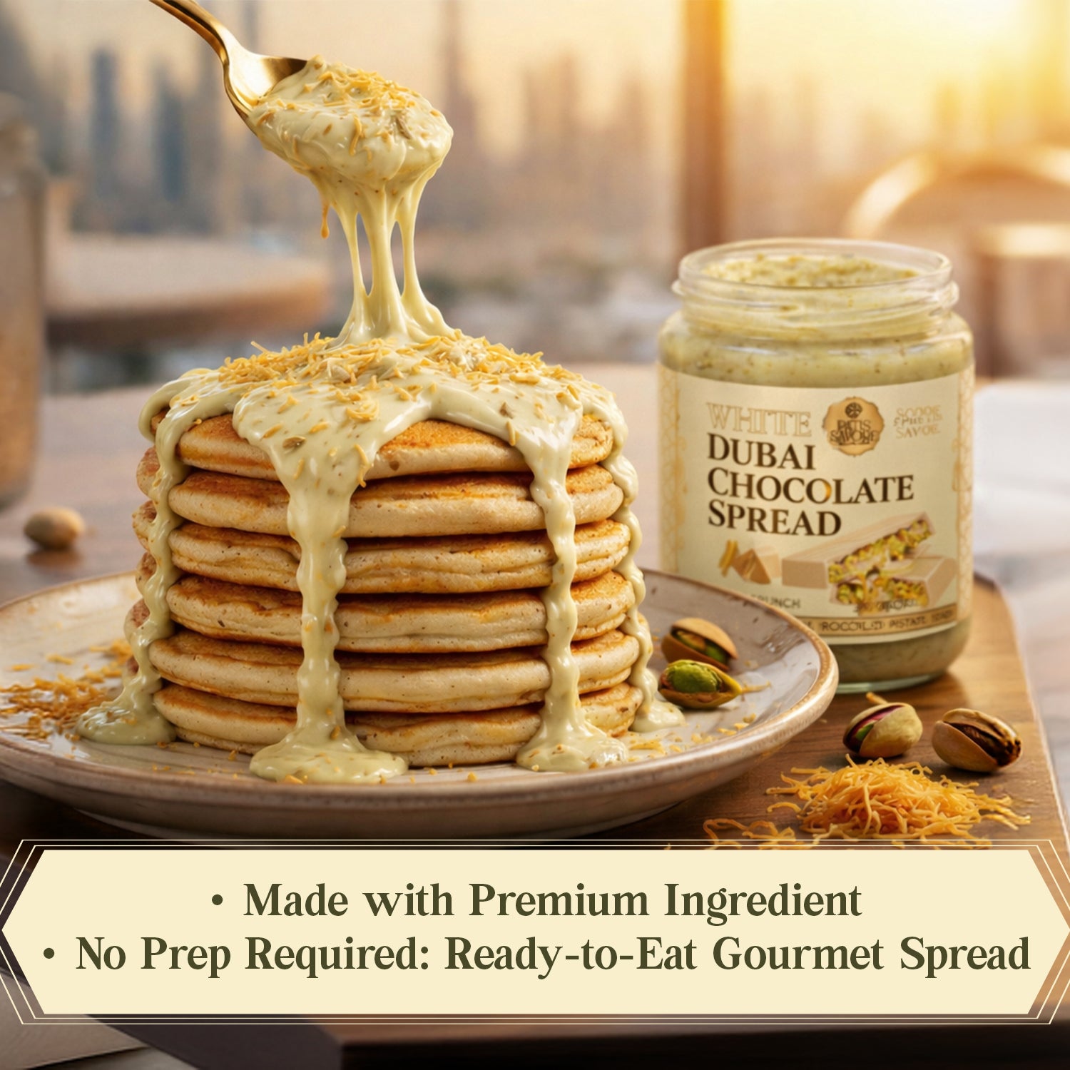 White Dubai Chocolate Spread with Kataifi & Pistachio Cream 8.3 oz