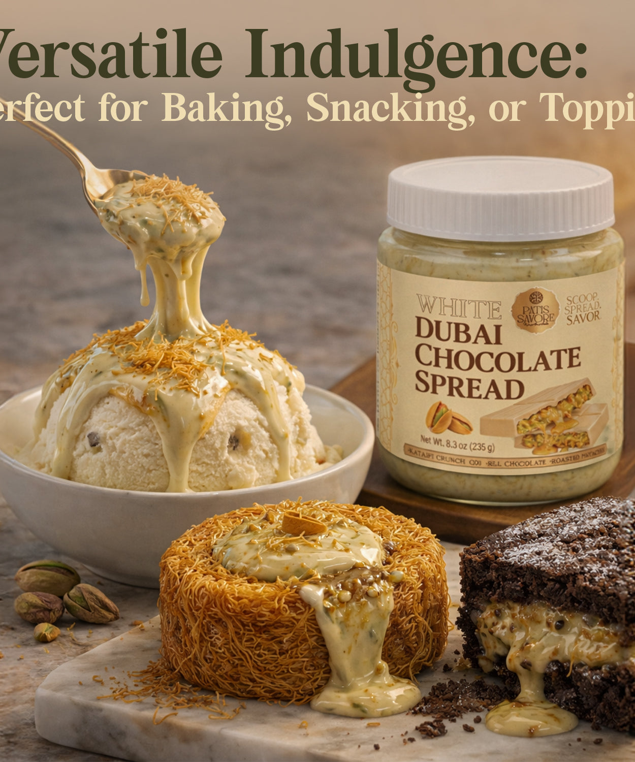 White Dubai Chocolate Spread with Kataifi & Pistachio Cream 8.3 oz