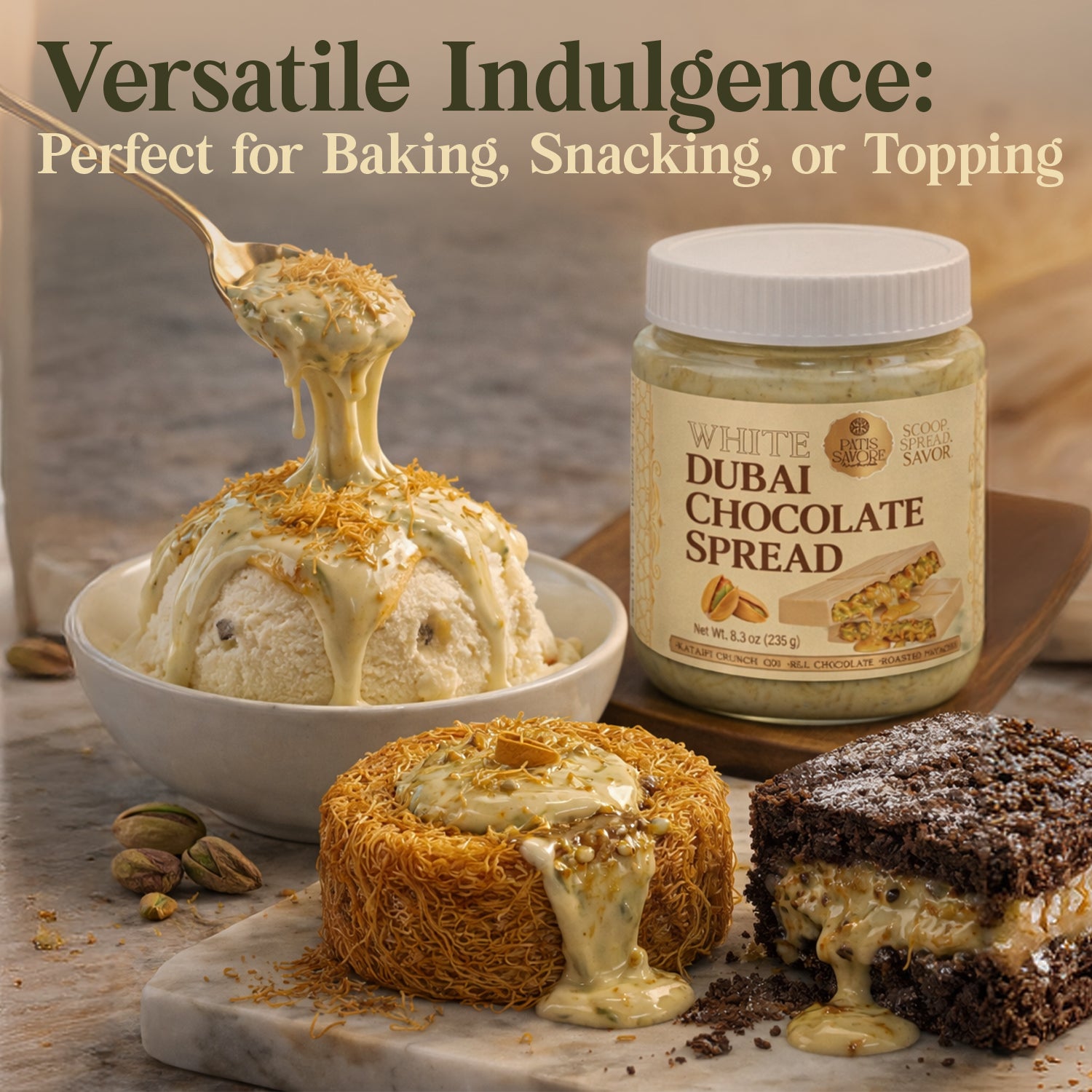 White Dubai Chocolate Spread with Kataifi & Pistachio Cream 8.3 oz