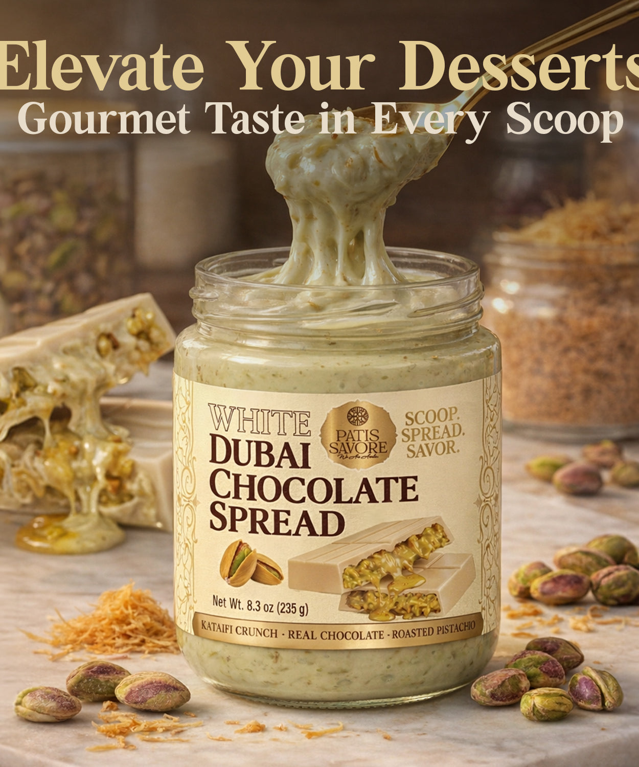 White Dubai Chocolate Spread with Kataifi & Pistachio Cream 8.3 oz